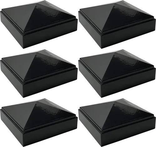 Vista 18 de Tapa de poste de pirámide de aluminio de 2 x 2 pulgadas para postes de metal, ajuste a presión, color negro con recubrimiento en polvo, resistente
