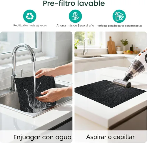 Vista 6 de Purificadores de aire para el hogar, habitación grande de hasta 3500 pies cuadrados con filtros lavables, HEPA de doble cara con pantalla PM 2.5