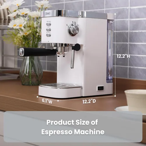 Vista 2 de Gevi - Máquina compacta de café expreso de 20 barras con espumador de leche para café con leche y capuchino