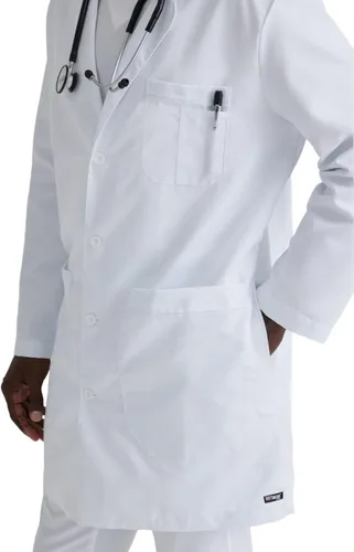 Vista 6 de Barco Grey's Anatomy Scrubs Signature - Noah Professional - Abrigo de laboratorio médico de longitud completa de 4 botones de manga larga de 37