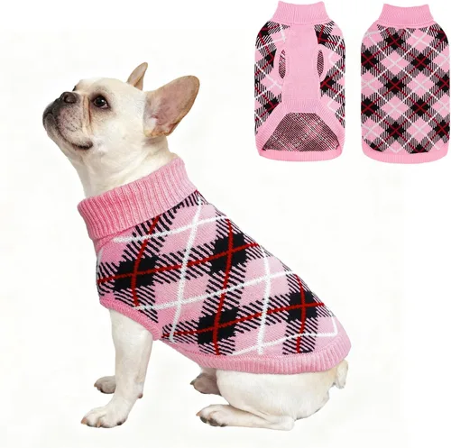 Vista 14 de BEAUTYZOO Suéter para Perro Pequeño Hembra Macho, Suéter Pullover de Cuello Alto de Forro Polar para Perro, Suéter de Punto Suave Cálido y Lindo