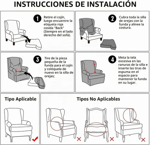 Vista 9 de NILUOH Wingback - Fundas para silla de 2 piezas, fundas para sillón para sala de estar 11