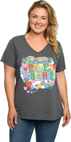 Vista 5 de Beatles - Camiseta para mujer, talla grande, cuello en V, estampado vintage