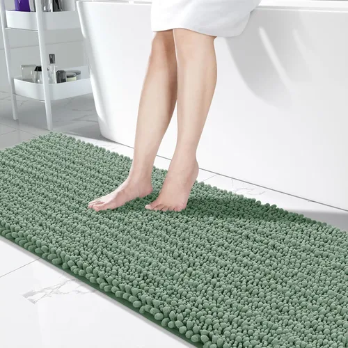 Vista 137 de Yimobra Alfombras de Baño Antideslizantes Lavables - Alfombra de Baño de Chenilla Ultra Suave Absorbente, Alfombra Peluda de Secado Rápido para Negro