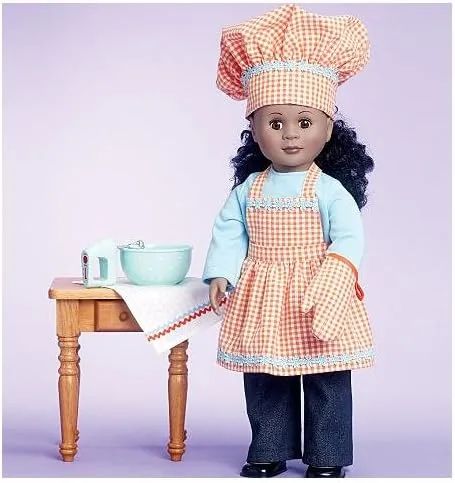 Vista 6 de McCall's Patterns M6451 18" (46cm) Ropa de muñeca, Bolso, Toalla y Gato, Talla única
