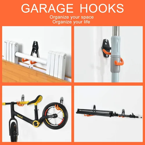 Vista 6 de AOBEN Ganchos de garaje resistentes, ganchos de almacenamiento de acero para garaje, perchas para herramientas y montaje de pared combinable