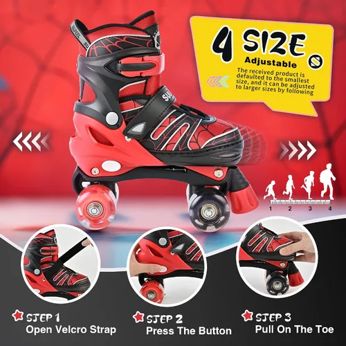 Vista 2 de SULIFEEL - Patines ajustables para niños para niños de 3-5, 5-8, 6-12 años con ruedas iluminadas ajustables de 4 tamaños, el mejor regalo para niños