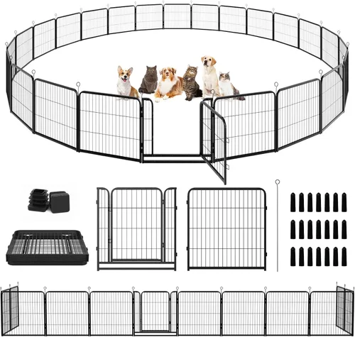 Vista 17 de Kfvigoho Corralito para perros para exteriores, extra ancho, 12 paneles de valla resistente para perros, 32 pulgadas de altura, antioxidante