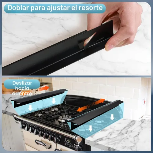 Vista 5 de 2 cubiertas para huecos para encimera de estufa de cocina, protector de huecos de acero inoxidable, kit de molduras para estufa, protectores