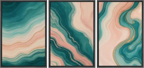 Vista 105 de wall26 Lienzo enmarcado para pared, juego de arte con trazos de pintura roja y naranja vibrante, paisaje, formas abstractas, ilustraciones, arte