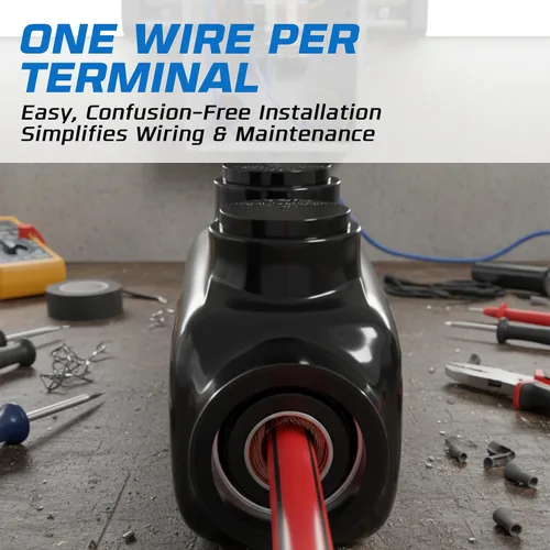 Vista 4 de OHLECTRIC Conector de cable eléctrico en línea para elevador, empalme negro aislado, 250–6 AWG, tornillo hexagonal de 5/16 ″, inhibidor de óxido