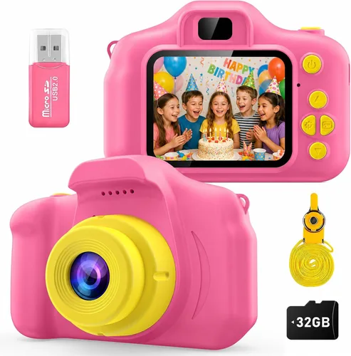 Vista 10 de Desuccus Cámara para niños, juguetes de Navidad y cumpleaños para niños y niñas, juguetes para niños de 3, 4, 5, 6, 7, 8, 9 años, cámara de video