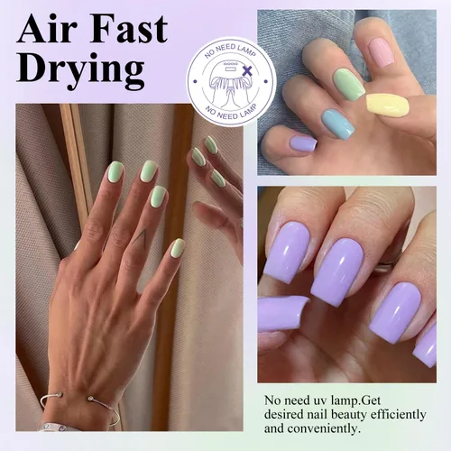 Vista 2 de DouborQ Juego de esmaltes de uñas de 6 colores, paquete de esmalte de uñas brillante para uñas, regalos para mujeres, barniz de arte de uñas