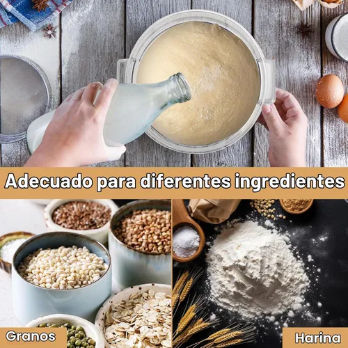 Vista 5 de Wenqik Juego de 4 recipientes de almacenamiento de alimentos con tapas, a prueba de masa, redondos, transparentes, con básculas y asas para pan Azul