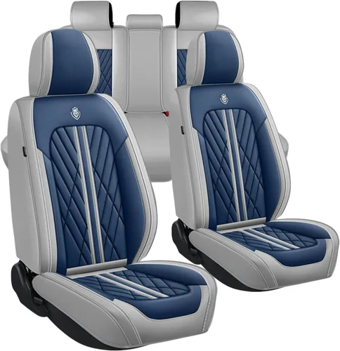 Vista 21 de Juego de fundas de asiento de automóvil de cuero nappa impermeables y transpirables de ajuste universal, cojín protector para vehículo automotriz