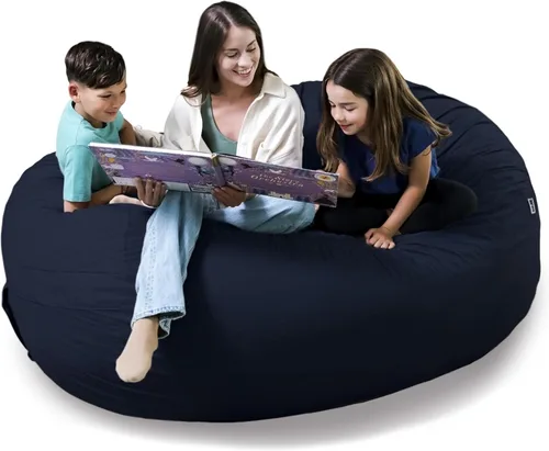 Vista 83 de Big Joe Fuf Silla Puf de Espuma de 5 Pies de Tamaño Extra Grande con Funda Extraíble para Niños, Adolescentes, Adultos, Onyx Lenox, Poliéster Tejido