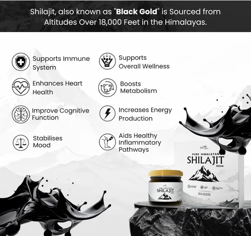 Vista 2 de Shilajit - Resina Shilajit orgánica pura del Himalaya, grado dorado para hombres y mujeres, apoya la producción de energía y vitalidad con más de 85