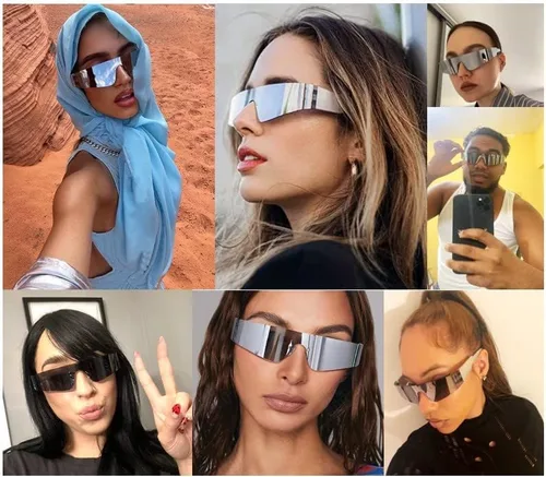 Vista 8 de WD Shades - Gafas de sol envolventes sin montura futuristas de moda para mujeres y hombres, para cosplay Cyberpunk