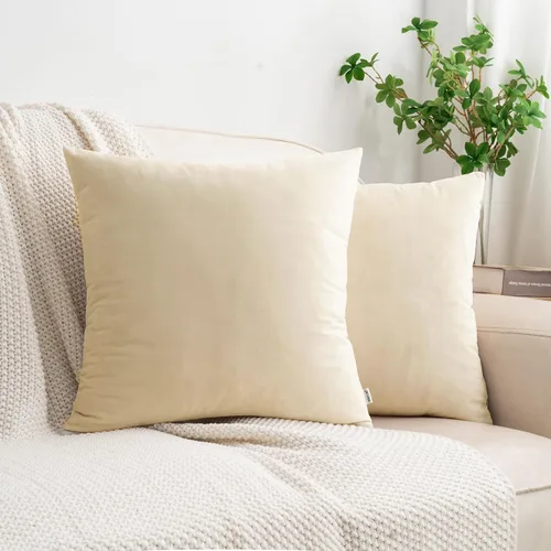 Vista 30 de HWY 50 fundas de almohada decorativas de terciopelo sólido para sofá, sala de estar. Ambar