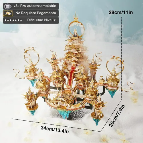 Vista 4 de Piececool LINGXIAO - Juego de rompecabezas asiáticos de metal 3D, kits de construcción de metal para adultos, rompecabezas de rompecabezas