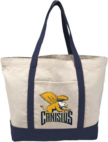 Vista 29 de Campus Lab Bolsa de lona con logotipo primario colegiado con bolsillo externo, bolsa de hombro reutilizable para ir de compras, playa Águilas A&m