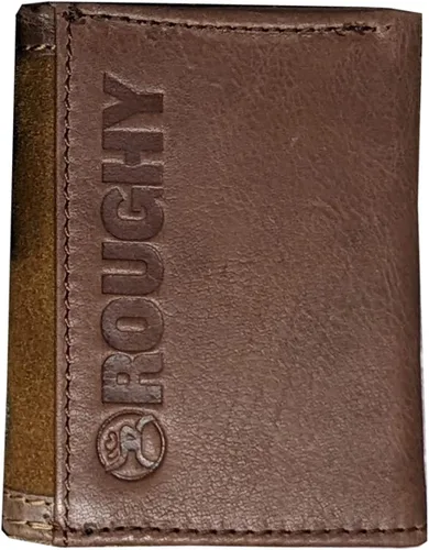 Vista 2 de HOOEY Cartera de cuero triple plegable para hombre, Roughout - Marrón, Talla única, Trifold