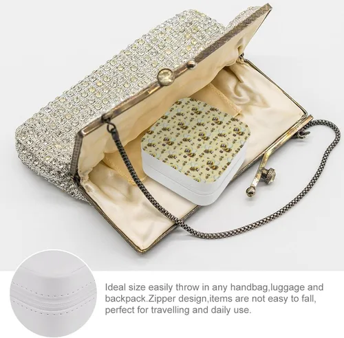 Vista 3 de Bumble Bee - Caja de almacenamiento de joyería de piel sintética para viaje, organizador de joyas, regalo para mujeres