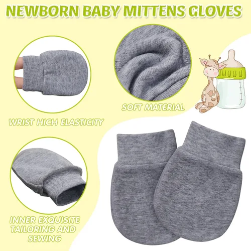 Vista 3 de 12 pares de guantes para bebé recién nacido, guantes antiarañazos para niños y niñas de 0 a 6 meses