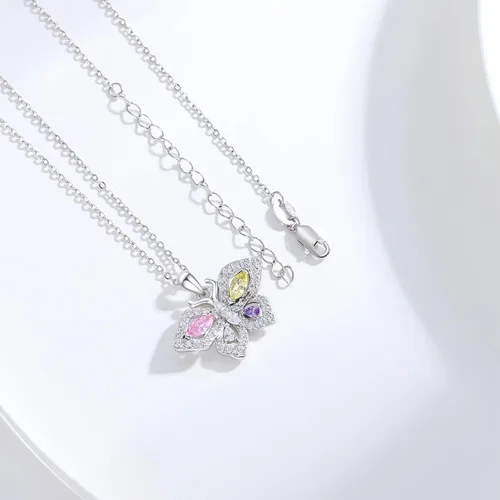 Vista 3 de PCTJYFU Collar de mariposa de plata de ley 925 con circonita cúbica y colgante de mariposa para mujer, joyería de mariposa, regalos para niñas