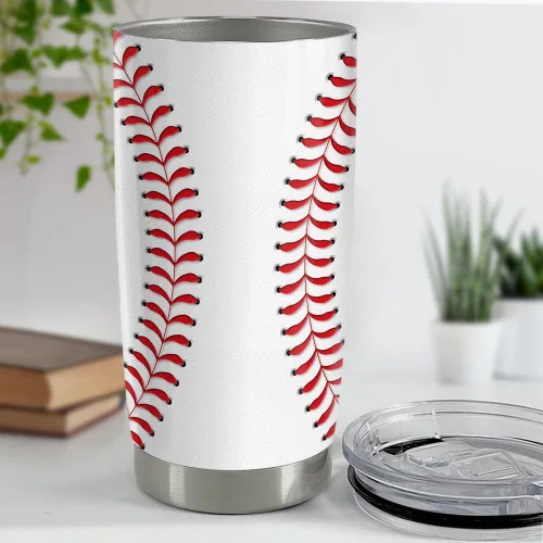 Vista 4 de SANDJEST Vaso de béisbol de 20 onzas con aislamiento de acero inoxidable, taza de viaje, vaso de béisbol para mujeres, hombres, mamá, regalos