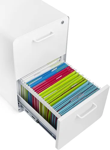 Vista 3 de Poppin Stow gabinete de archivos de 2 cajones rodantes, Blanco