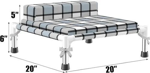 Vista 4 de Tapete elevado para perro – Cama elevada para perros con cojín y cojín elevado para mascotas, sofá cama con almohada y tapete para interiores