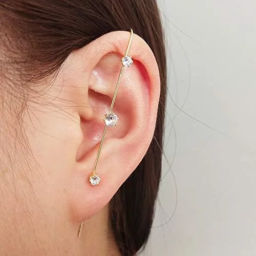Vista 4 de Ear Wrap Crawler Hook Earrings for Women Gold Piercing Ear Climbers Hook Silver Cuff Earring Gifts for Teen Girls Womens Jewelry Clearance Under 5
