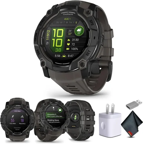Vista 12 de Garmin Instinct 3 45mm, AMOLED, reloj inteligente GPS para exteriores, reloj inteligente táctico de fitness 24/7, 18 días de duración de batería