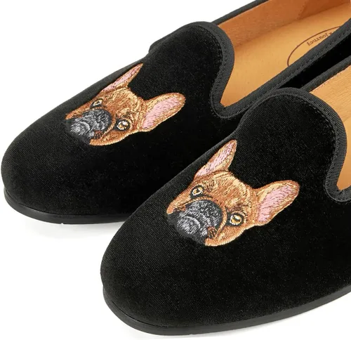 Vista 5 de Journey West Mocasines de terciopelo para hombre, mocasines bordados, mocasines de esmoquin, zapatos de vestir para fumar para hombre, Franch