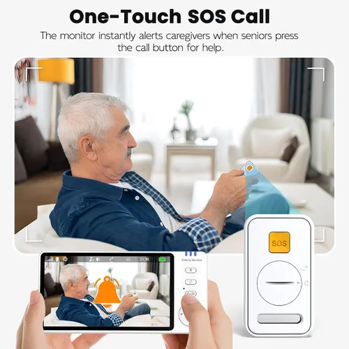 Vista 3 de Monitor de ancianos con cámara y botón de audio y llamada, monitores de sala de conversación de 2 vías para ancianos, recordatorio de medición