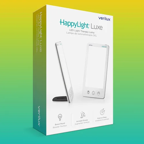 Vista 6 de Verilux HappyLight Luxe - Lámpara de terapia de luz con 10,000 Lux, sin UV, luz blanca brillante LED con brillo ajustable, color, temporizador