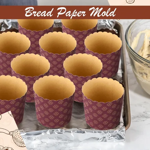 Vista 7 de FoldTier 24 moldes para pan de Pascua, moldes de papel corrugado para hornear, forma de papel redondo para pasteles, panettone, cocina, muffins