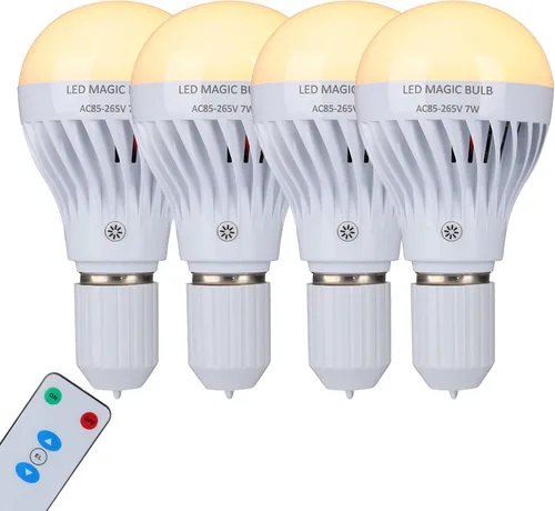 Vista 10 de BSOD Bombillas recargables con control remoto, bombillas LED E26 de luz cálida, bombillas de batería USB, bombillas regulables de emergencia