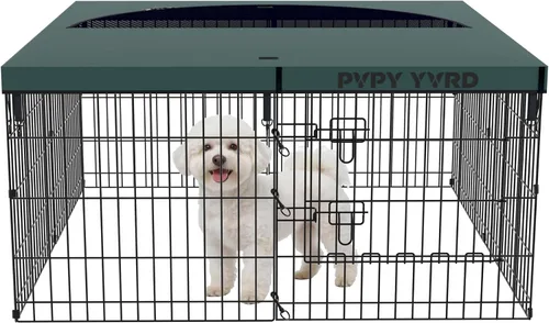 Vista 12 de Corralito plegable para perros, 24 pulgadas, 8 paneles, valla de ejercicio