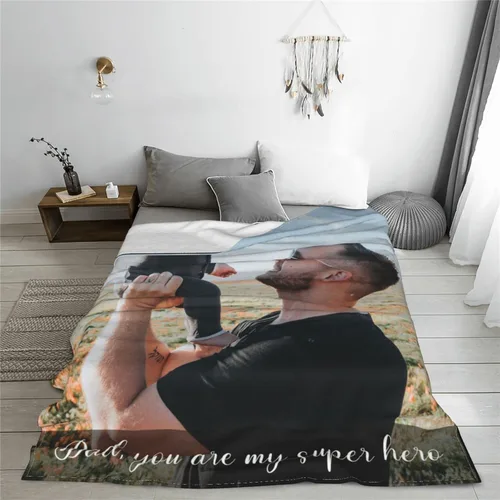 Vista 4 de Mantas personalizadas con fotos para mujeres y hombres, regalos de cumpleaños conmemorativos, manta personalizada de franela suave con mis propias