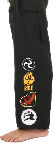 Vista 4 de Disfraz de Cobra Kai negro para niños, sin mangas, uniforme de Karate Gi, traje de Halloween