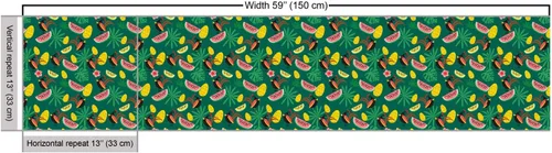 Vista 3 de Ambesonne Tela tropical de The Yard, impresión continua de aves exóticas crestadas Monstera sandía piña, tela decorativa para tapicería y detalles