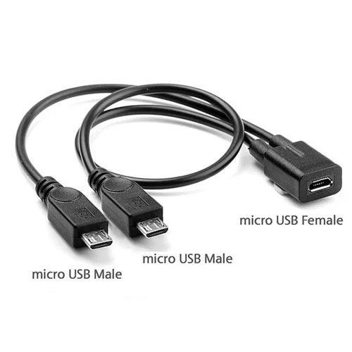 Vista 3 de Cable divisor micro USB, micro USB 1 hembra a 2 machos, cable de carga de extensión divisor en Y para Galaxy S5 i9600 S4 I9500 Note2