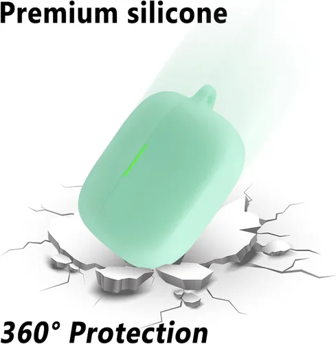 Vista 2 de Geiomoo Funda de silicona para Sony LinkBuds S, funda protectora con mosquetón (verde luminoso)