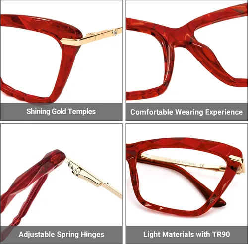 Vista 29 de Zeelool Gafas de bloqueo de luz azul ojo de gato de cristal para mujer Juliet VFP0270