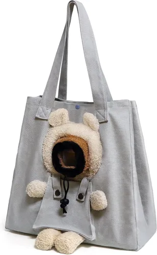Vista 11 de Bolso de hombro de lona para mascotas, lindo transportador de gatos con forma de abeja, tamaño S, portátil para gatitos y cachorros, transportadores
