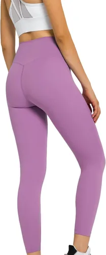 Vista 4 de Lemedy Pantalones de yoga ajustados de cintura alta para mujer, con sensación desnuda, leggings atléticos de entrenamiento
