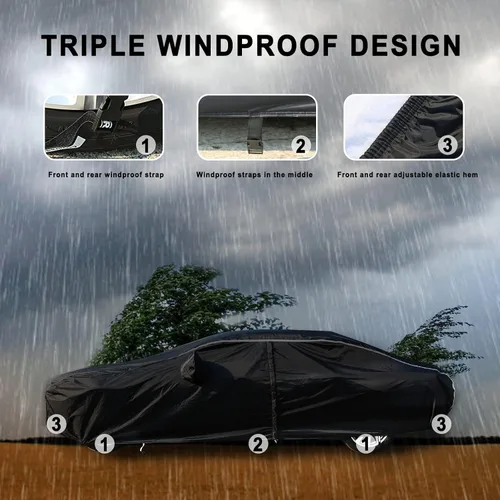 Vista 5 de Tecoom Hail Car Cover with Cotton Backing, Waterproof Fits Sedans 170–190