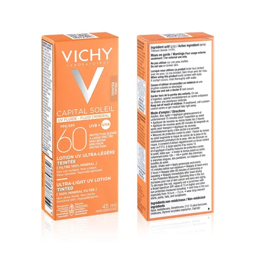 Vista 8 de Vichy Capital Soleil - Protector solar mineral tintado para cara, SPF 60, protector solar facial de dióxido de titanio, protector solar